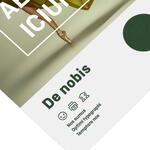 Paper flyer with glossy UV varnish on one side.