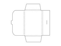 Paper voucher envelope with closure flap and folding flaps.