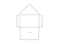 Paper gift voucher sleeve with closure flap and folding flaps.