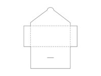 Paper gift voucher envelope with closure flap and four folding flaps.