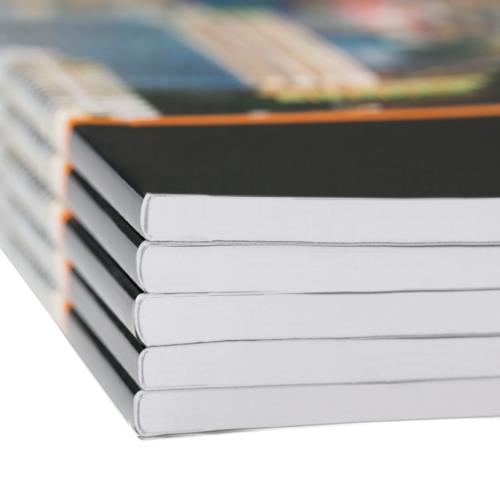Saddle stitched catalog.