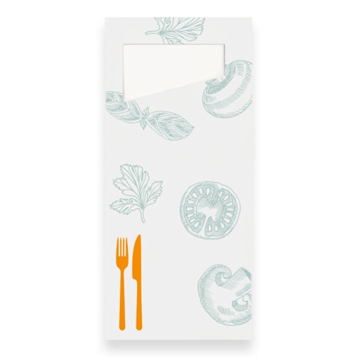 Paper cutlery pouches with cellulose napkin 1