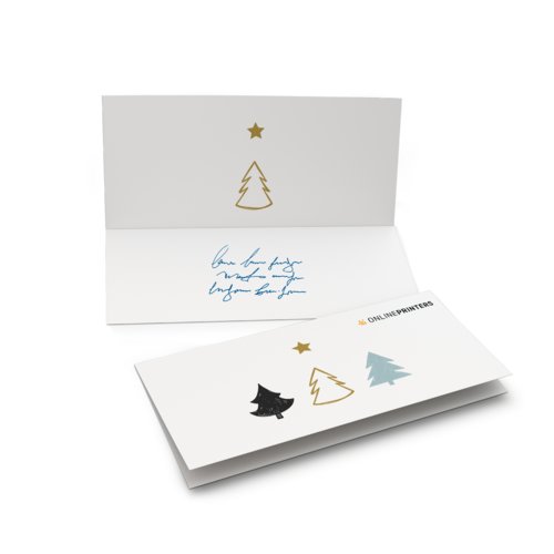 Folded Christmas cards, DL landscape, long side creasing 1