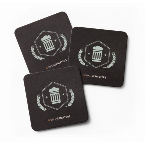Beer mats with blind embossing, square, 9.3 x 9.3 cm, 4/0 1