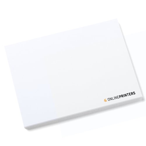White paper sticky notepad in landscape format.