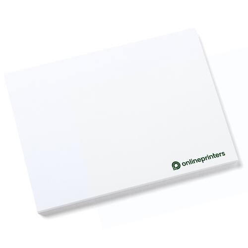 White paper sticky notepad in landscape format.