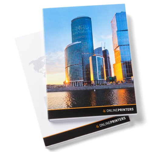 Paper notepad, vertically bound.