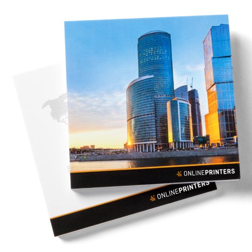 Square sticky notes for labeling and further processing.