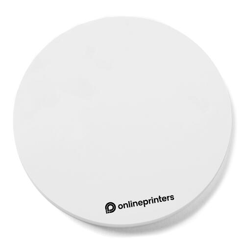 White, round sticky notes.