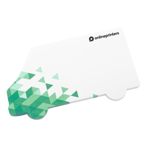 White sticky notes in van shape.