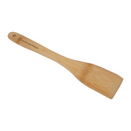 Light bamboo cooking spoon with hanging hole.