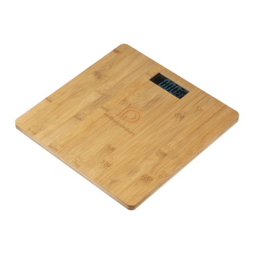 Wooden personal scale with digital display.