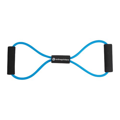 Blue rubber fitness expander with two handles.