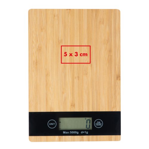 Light Bamboo Kitchen Scale with digital display.