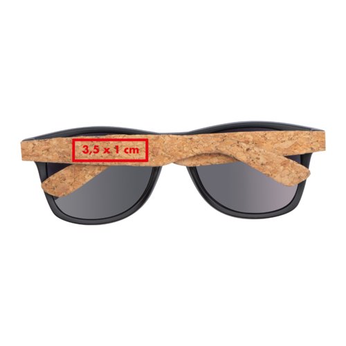 Sunglasses with plastic frame and cork temples.