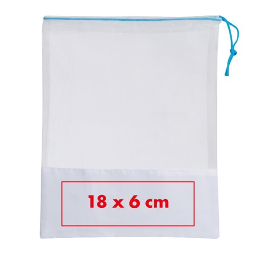 White fresh produce net in a set of 3 with drawstring.