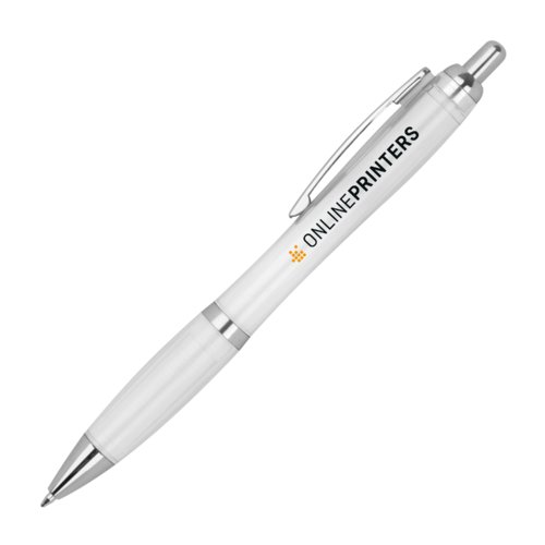 Recycled ballpoint pen with clip and push mechanism.
