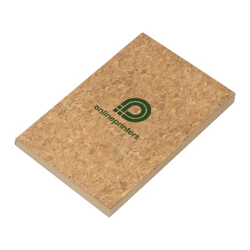 Cork notebook with lined pages.
