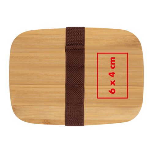 Bamboo lunch box with brown rubber band.