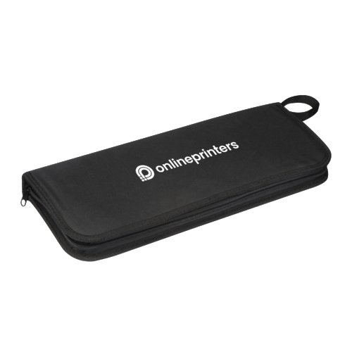 Black barbecue utensil set with zipper.