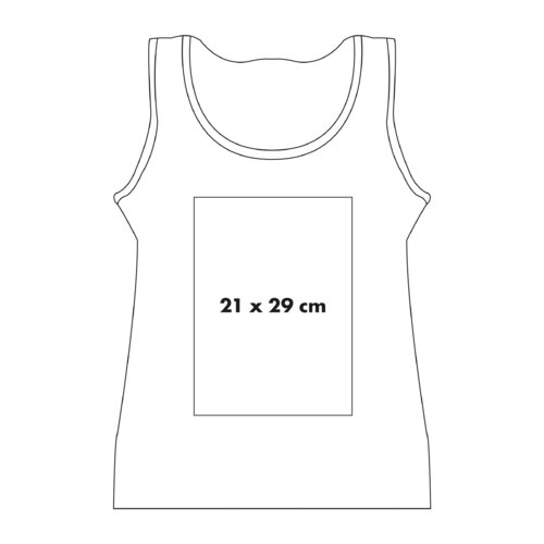 White cotton tank top with round neckline.