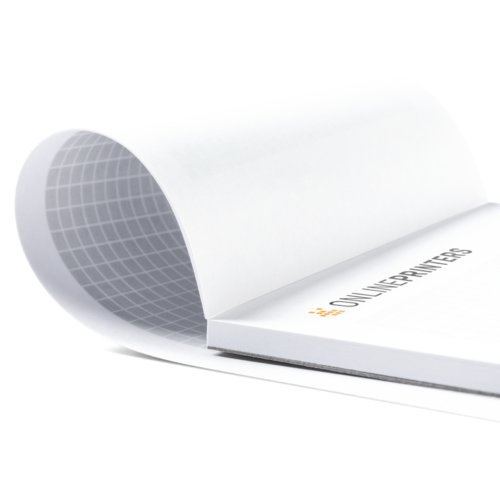 Paper writing pad with glued top.