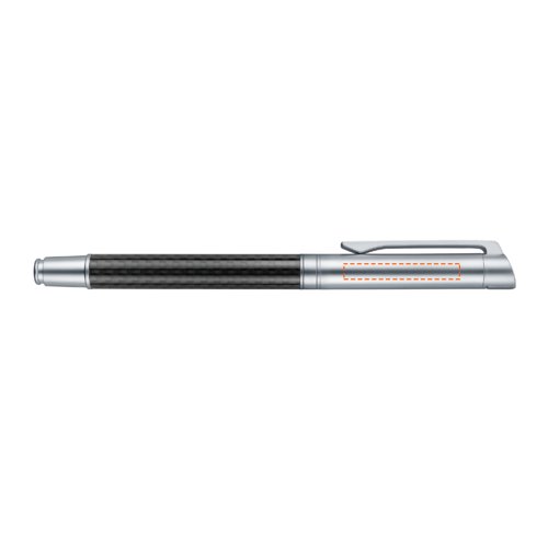 Black carbon fiber fountain pen with clip.