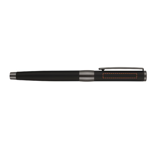 Black metal fountain pen with clip.
