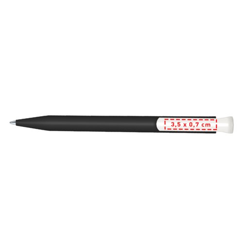 Black bio ballpoint pen with push mechanism and clip.