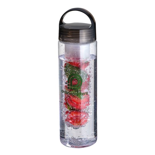 Anthracite plastic drinking bottle with carrying handle.