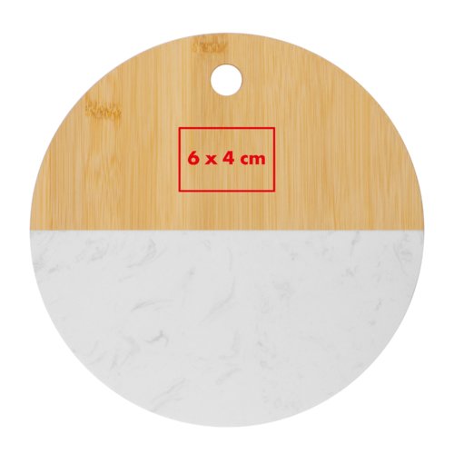 Light wood cutting board, round with hanging hole.