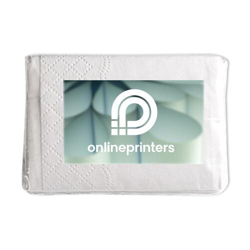 White, three-ply paper tissues in a pack.