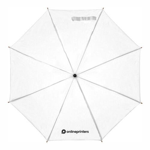White wooden stick umbrella with automatic opening.