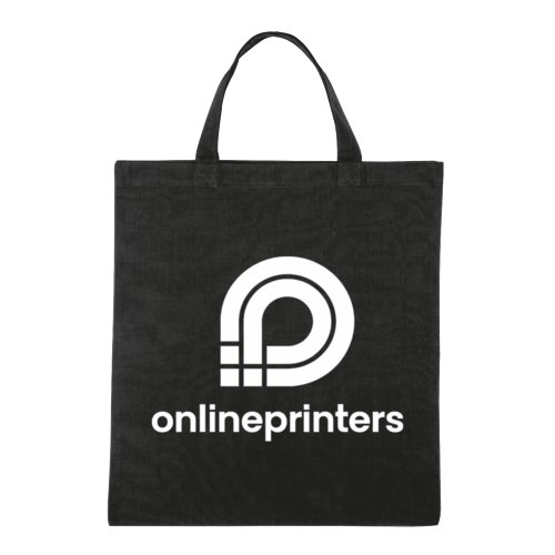 Black cotton tote bag with carrying handles.