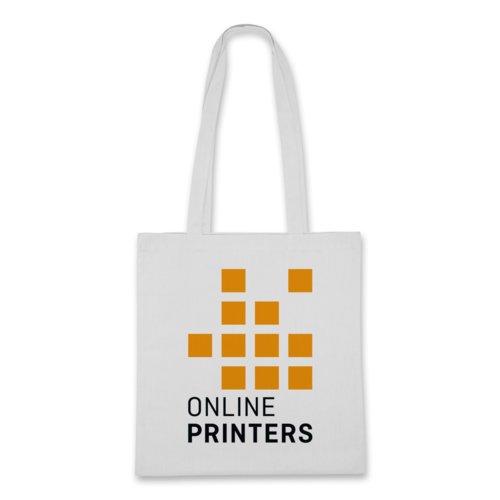 White cotton bag with carrying handles.