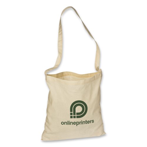 Natural cotton bag with shoulder strap.