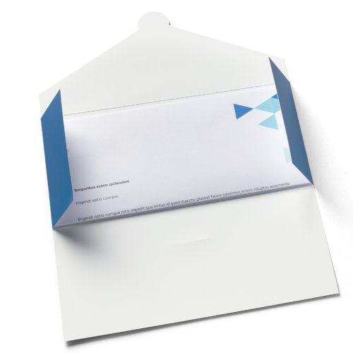 Paper folder with closure flap for easy closing.