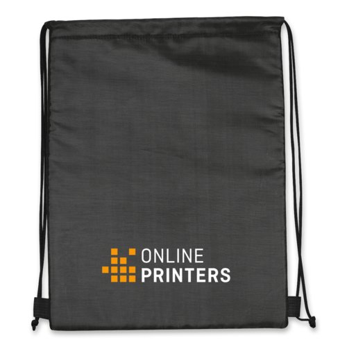Black 2-in-1 polyester drawstring gym bag/cooler bag.