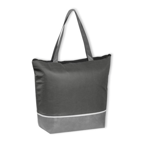 Anthracite non-woven cooler bag with zipper.