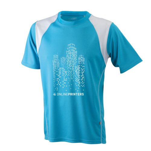 Light blue polyester athletic shirt for men.