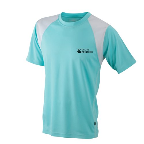 Mint green polyester running shirt for men.