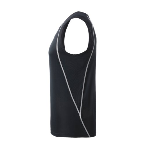 Black polyester tank top for men with sporty cut.