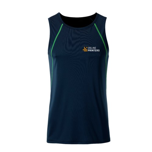 Navy and neon yellow polyester tank top for men.