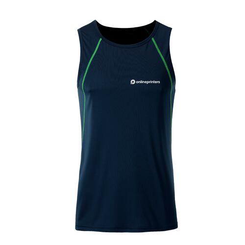 Navy and neon yellow polyester tank top for men.