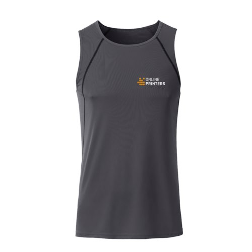 Dark gray polyester sport tank top for men.