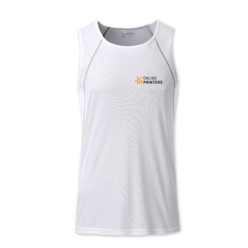 White polyester tank top for men.