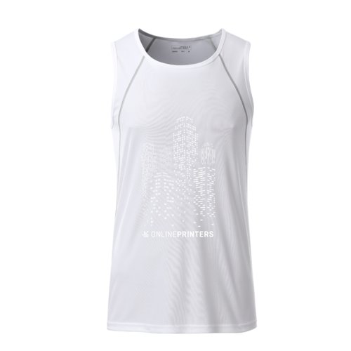 White polyester tank top for men.