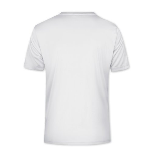 White polyester V-neck shirt for men.