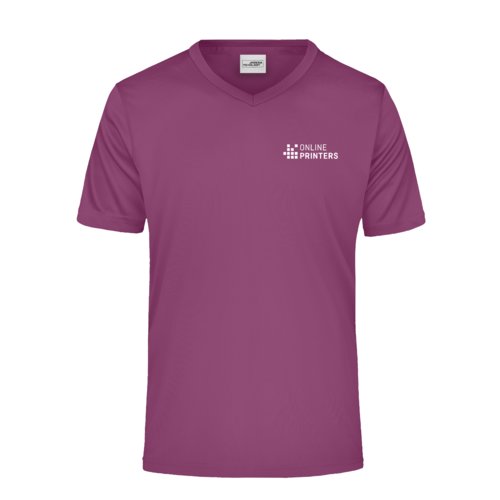 Violet polyester V-neck shirt for men.