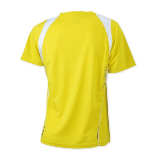 Yellow polyester running shirt for women.